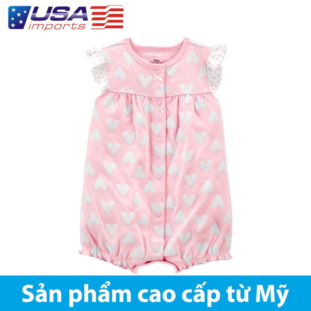 Áo liền thân dạng đùi cotton hồng hoạ tiết tim Car-tờ Auth Từ Mỹ (1K534610)
