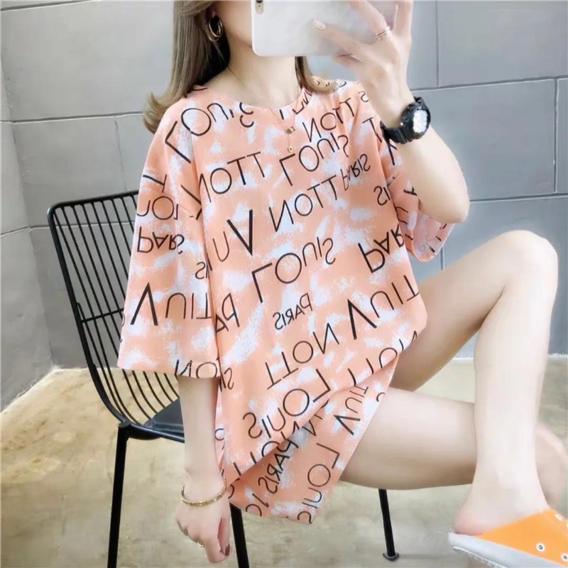 Áo Thun Nữ Ngắn Tay Dáng Rộng Nhuộm Màu Thời Trang Hàn Quốc