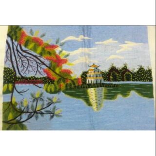 Tranh thêu tay Tháp Phượng 30 x 35 cm