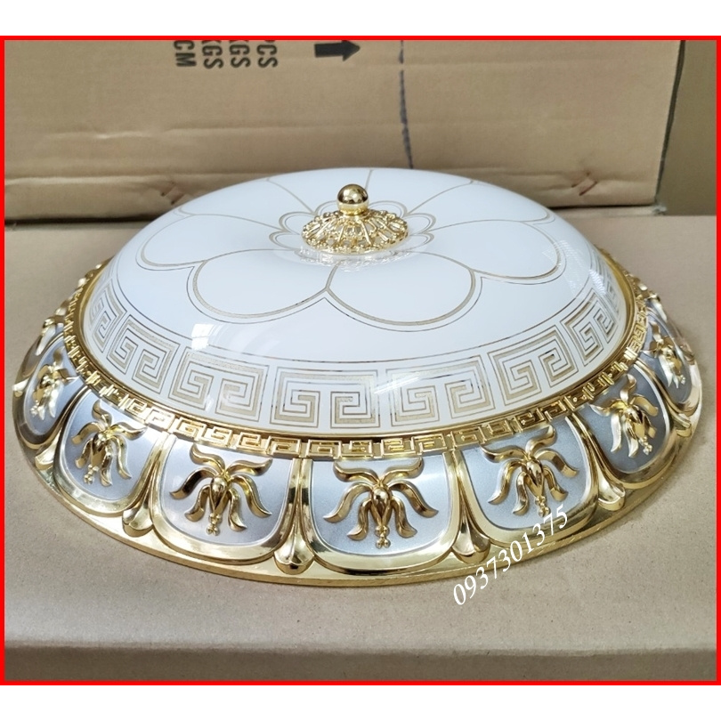 Đèn Ốp Trần Trang Trí Y1299-350 ánh Sáng Led 3 Màu,Cỡ D320 Chất Liệu Nhôm Hợp Kim Cao Cấp Chao Thủy Tinh_Bảo Hành 2 Năm