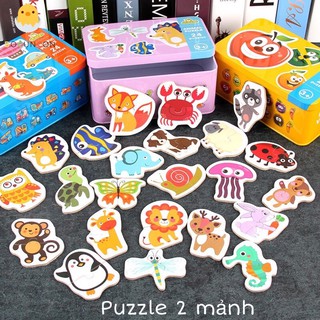 Tranh ghép hình puzzle 2 mảnh 25 hình siêu dễ thương cho bé