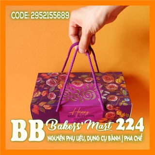 💥 HOT 💥 Combo 10 cái hộp trung thu 2 bánh GẤM HOA (Hộp xách RỖNG, KHÔNG hộp con)