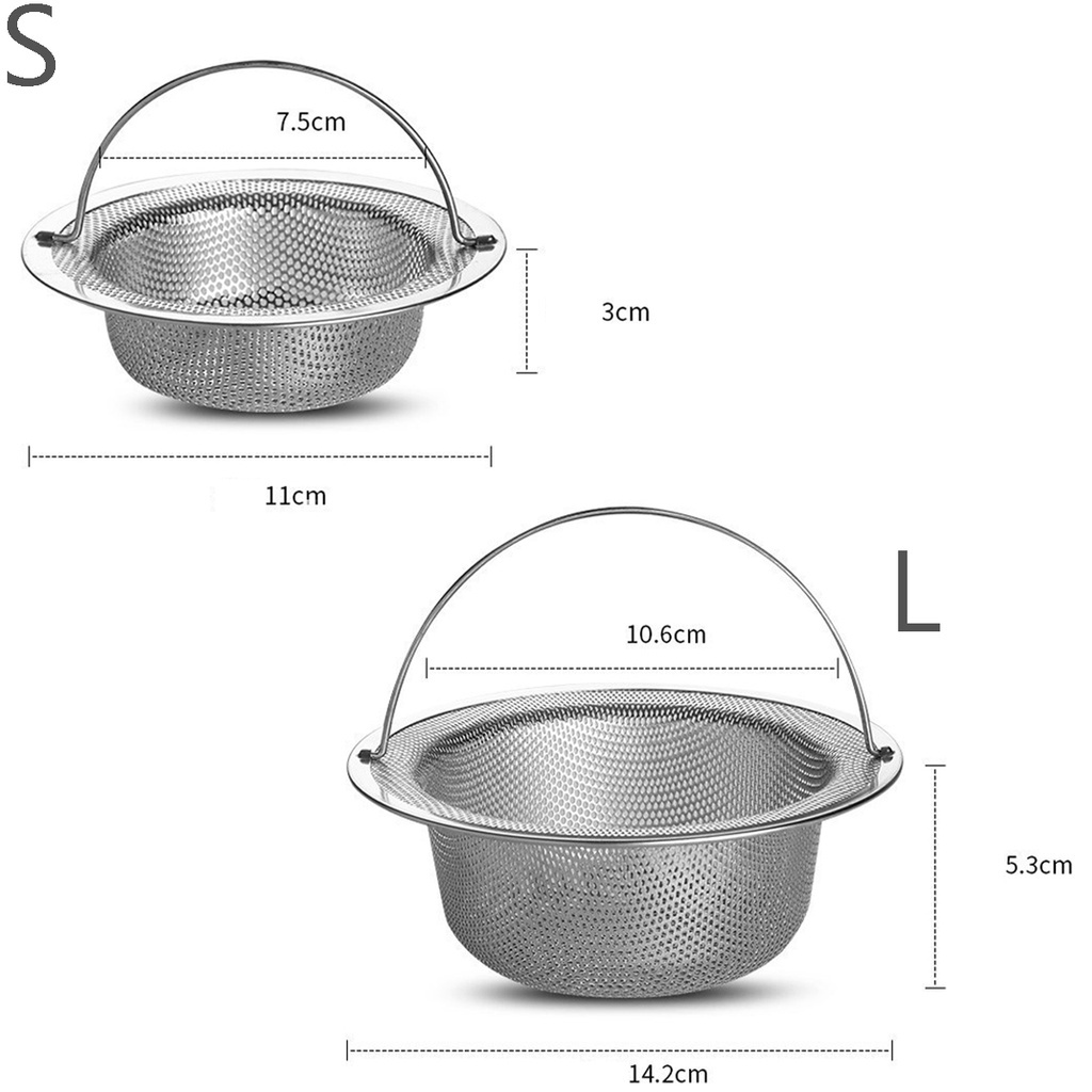 Lưới lọc rác bồn rửa chén/ bồn tắm bằng thép không gỉ có tay cầm tiện dụng cho nhà bếp/ nhà tắm
