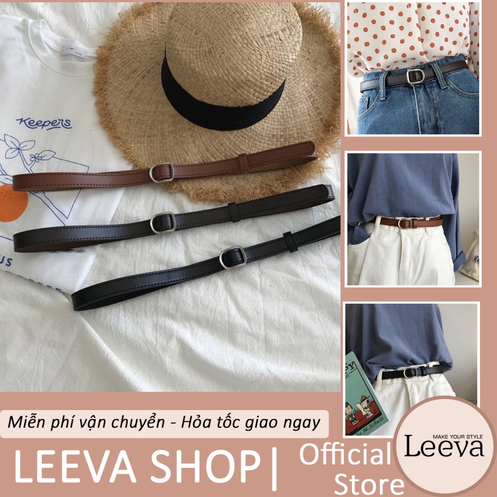 LEEVA - Thắt lưng da mềm nữ bản nhỏ basic đơn giản PK008