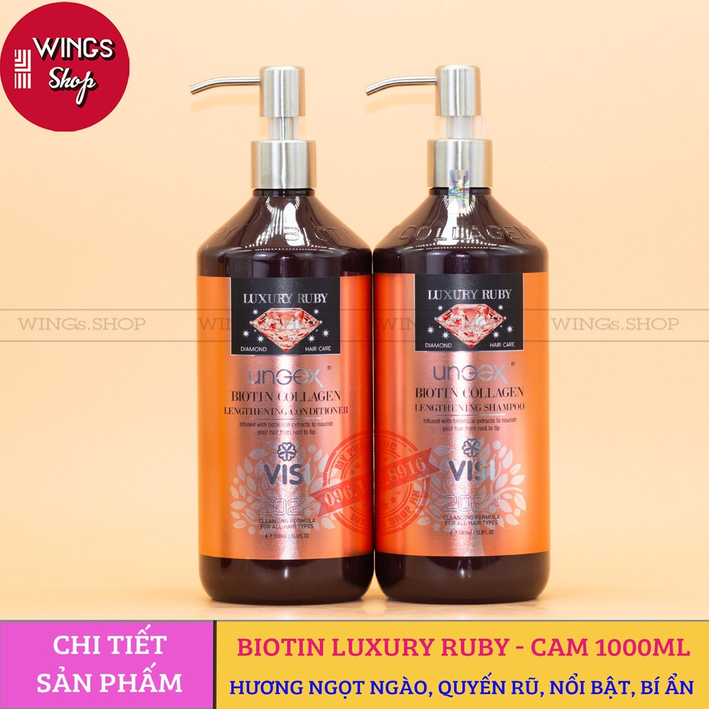 Dầu gội nước hoa Biotin Collagen Luxury Giảm rụng kích mọc tóc giúp tóc suôn mượt 1000ML | Wings Shop