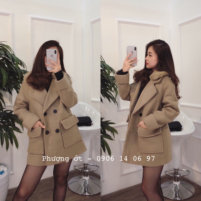💋 Áo dạ túi vuông cổ lông 💋