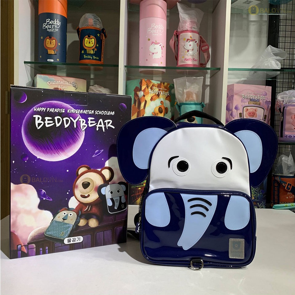 Balo Beddybear Đi Học Cho Bé Trai / Gái từ 2 Tuổi Họa Tiết Con Voi Happy Paradise