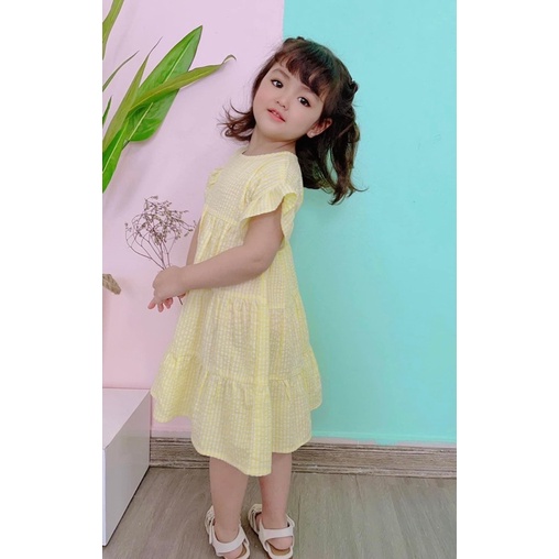 Váy kẻ cotton xốp cho Bé gái