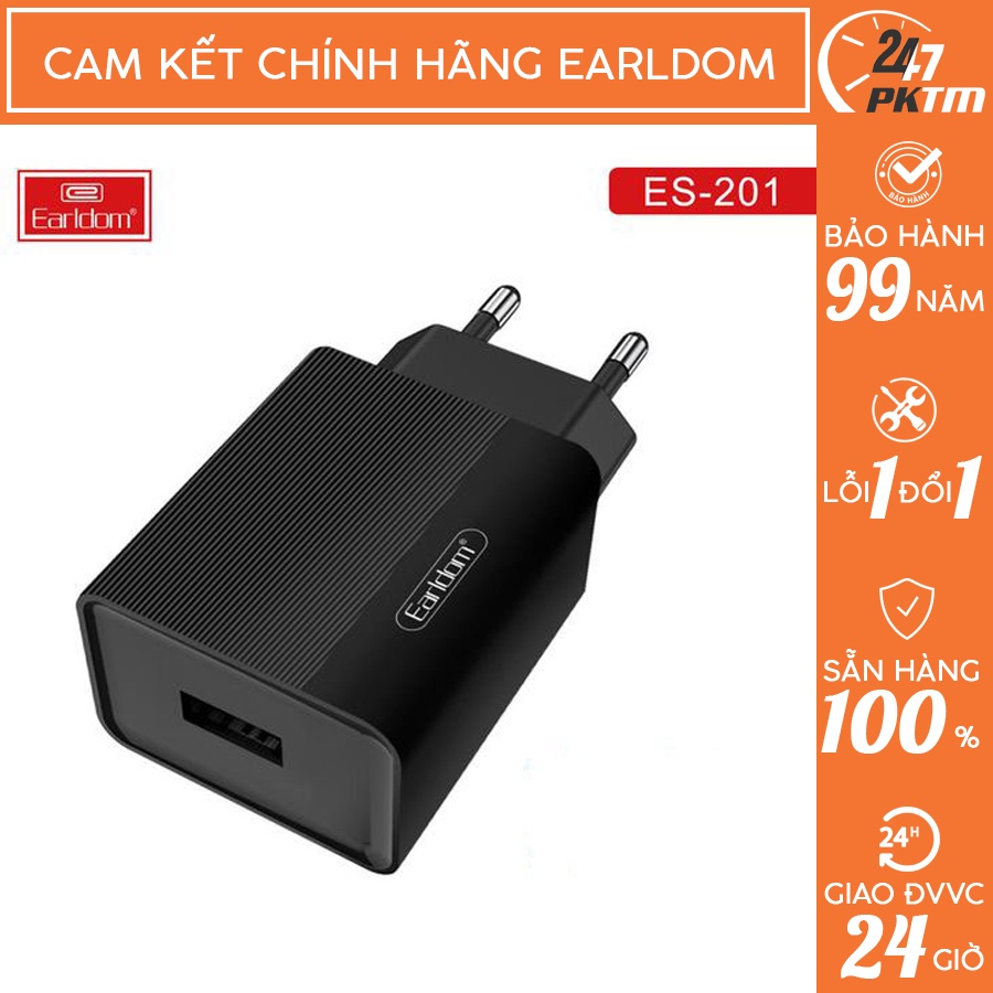 🛑CHÍNH HÃNG EARLDOM🛑 Củ Sạc Earldom hỗ trợ sạc nhanh 2.1A ES-201 | Phụ Kiện Thông Minh 247 VN