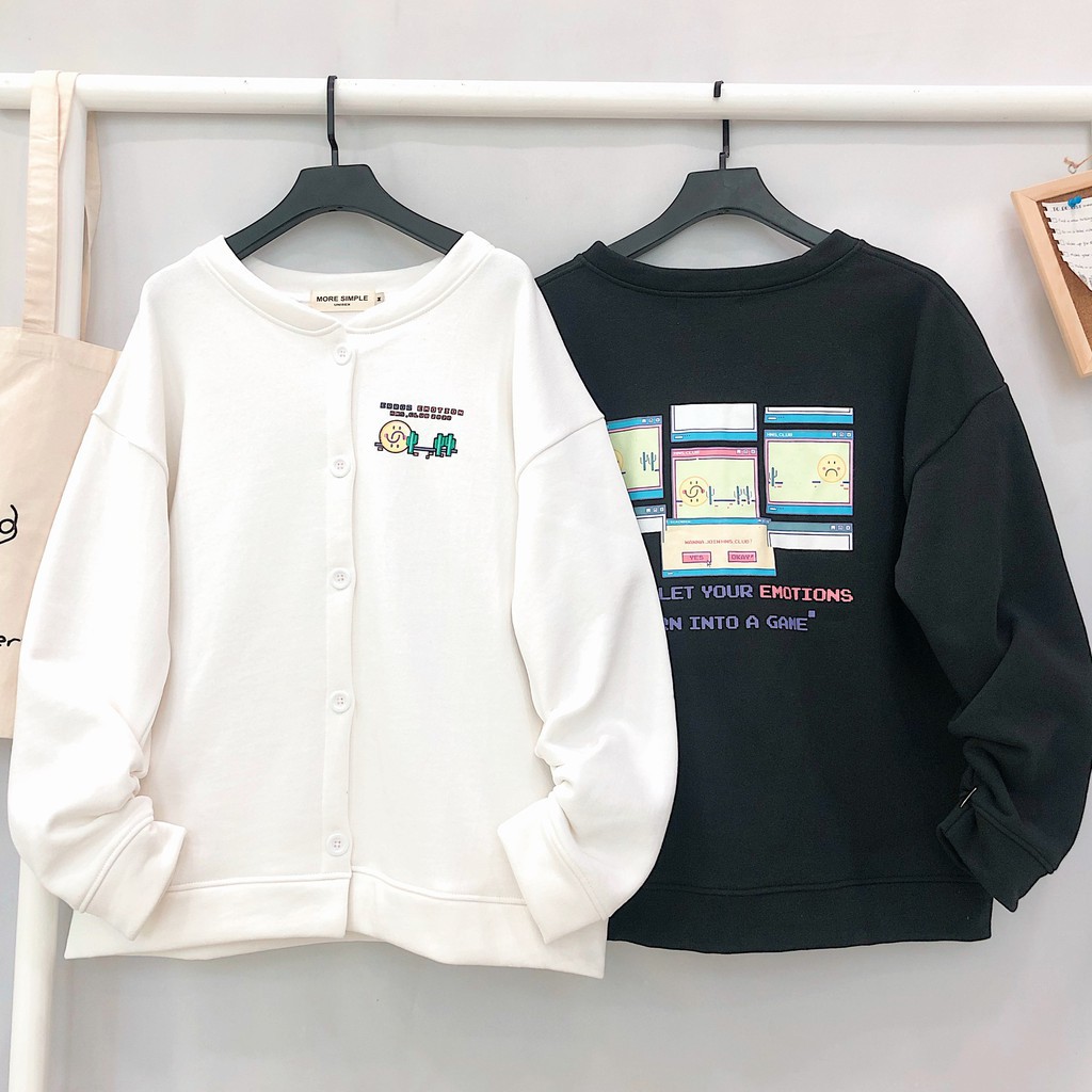 Áo Khoác Nỉ Bông CARDIGAN EMOTION GAME Form Rộng Ulzzang (3 Màu)