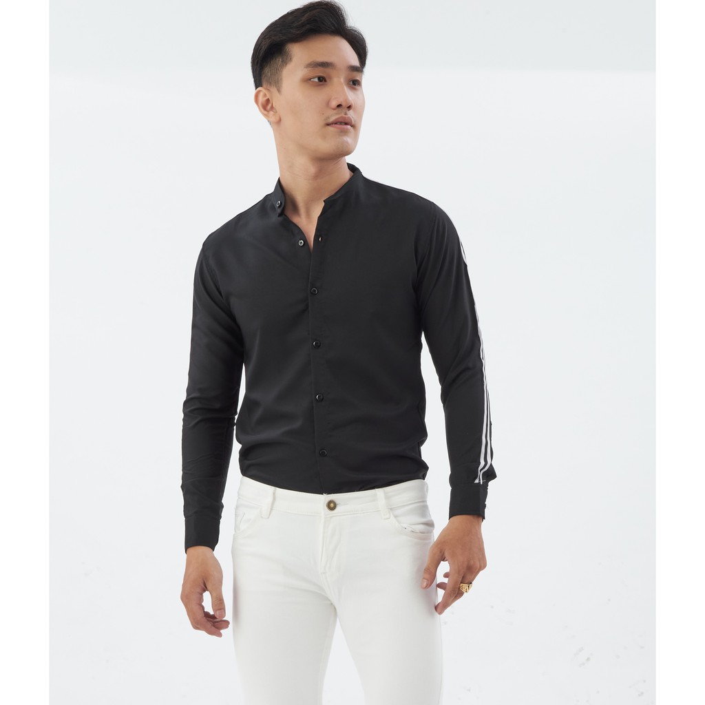 Áo sơ mi nam cổ tàu dài tay dây viên vải êm bền đẹp sơ mi nam công sở HOT TREND (cam kết giống hình) | BigBuy360 - bigbuy360.vn