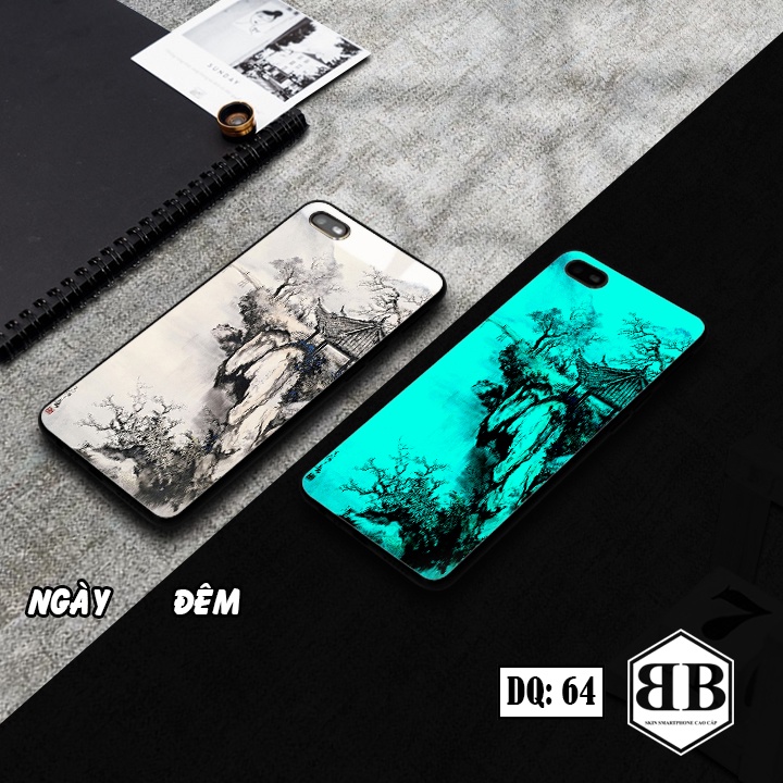 Ốp lưng kính Dạ Quang Oppo A1K / Realme C2 phát sáng trong đêm đầy sắc màu