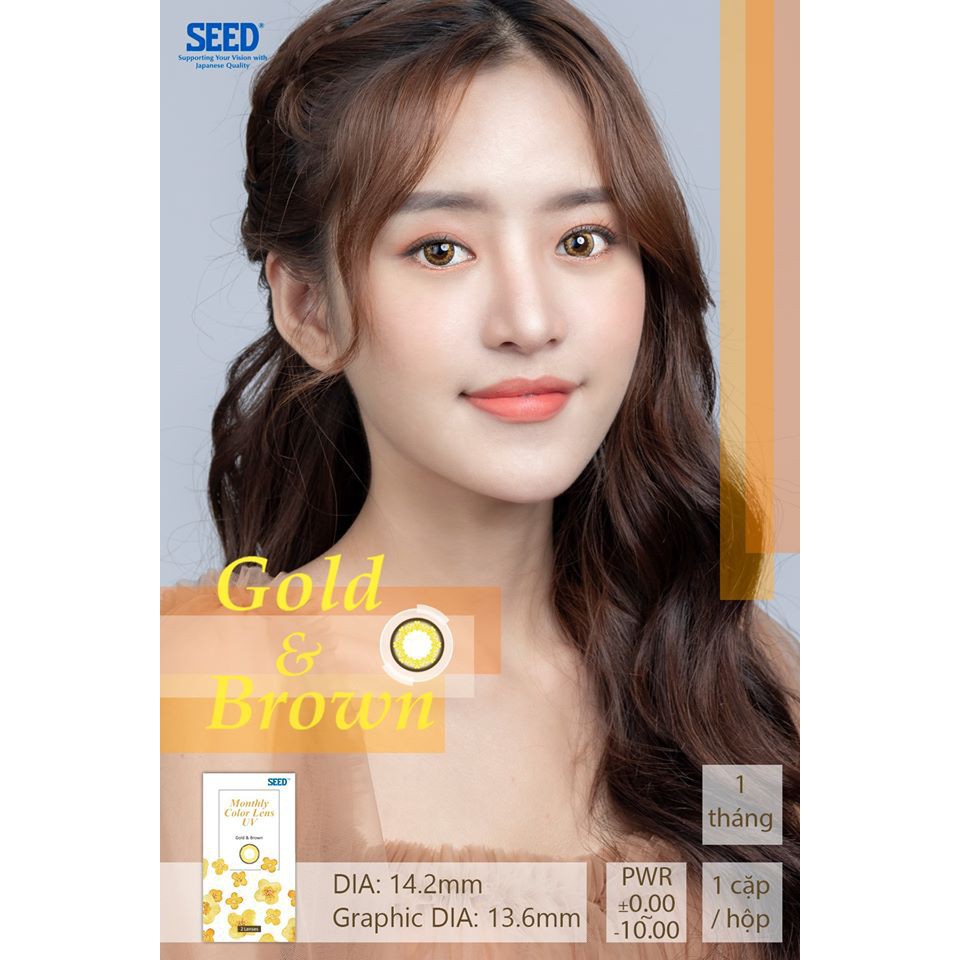 kính áp tròng cận [tặng khay gương+ dụng cụ đeo] Kính áp tròng Seed 1 tháng có màu Monthly Color Lens UV độ từ 0,00