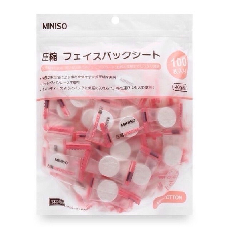 (Gói 100viên) Mặt Nạ Viên Nén Miniso Nhật Bản Cấp Ẩm Thải Độc