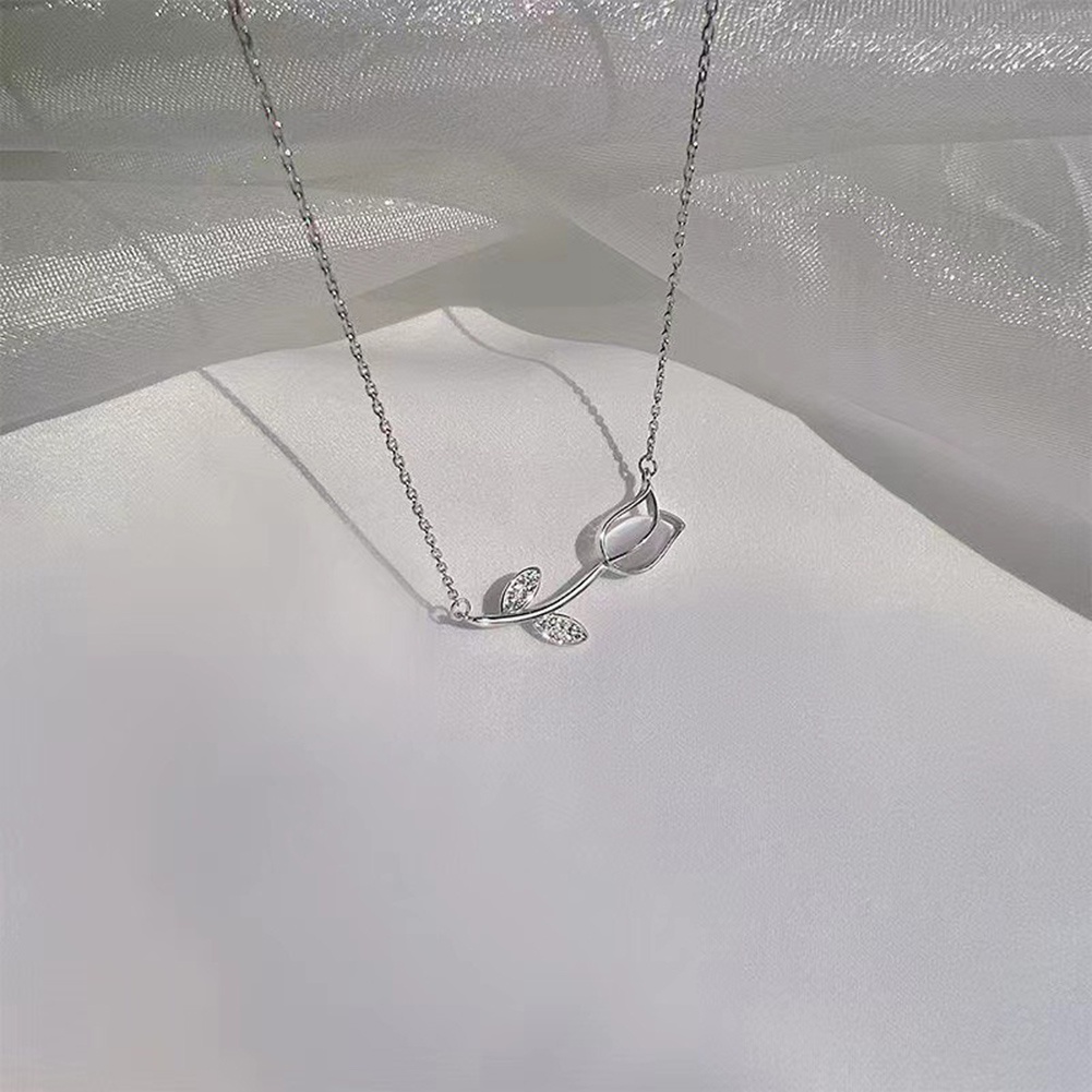 Vòng cổ Mặt Hoa Tulip Đính Đá Opal Đơn Giản Thời Trang Cho Nữ