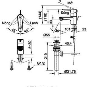 Vòi Lavabo Inax Nóng Lạnh LFV-1102S-1, bảo hành chính hãng 02 năm