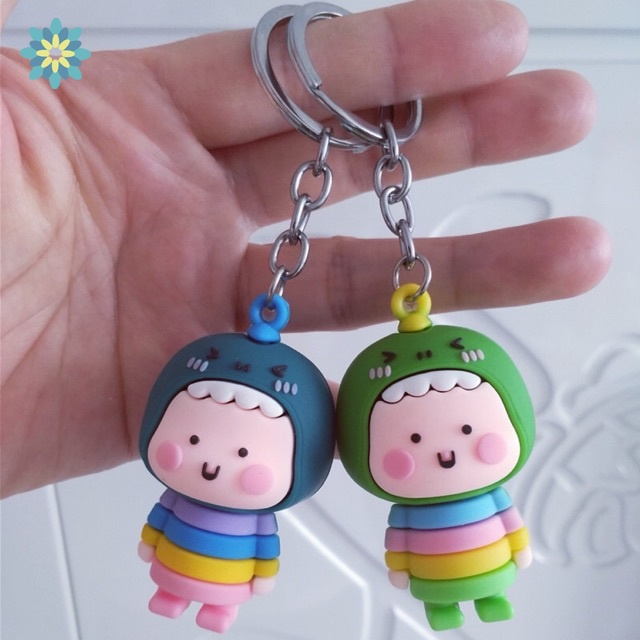 Móc Khóa Hình Khủng Long Hoạt Hình Ba Chiều Bằng Pvc