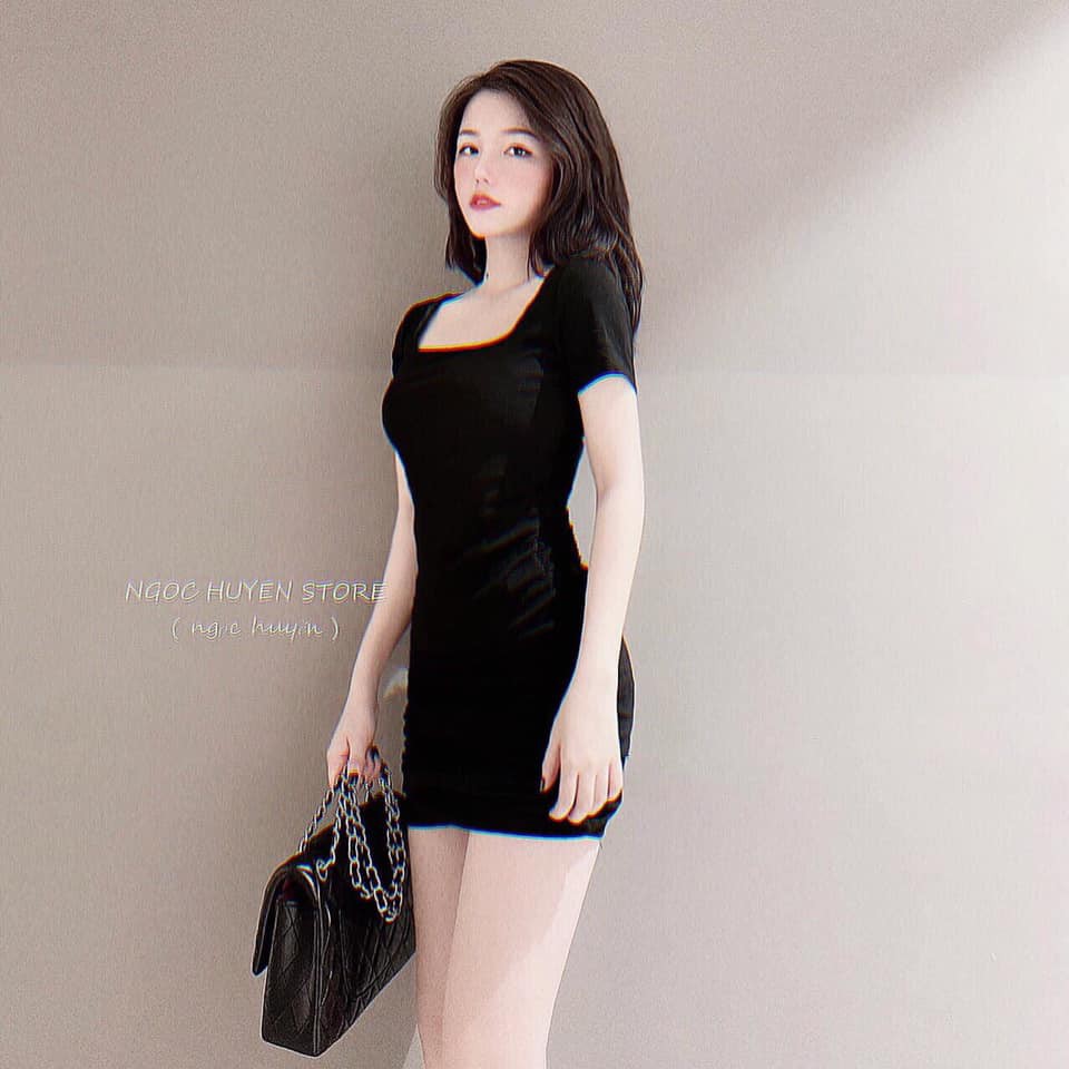[RẺ VÔ ĐỊCH] Váy Đầm Nữ Body Cổ Vuông Nhún Hông HT06 | BigBuy360 - bigbuy360.vn