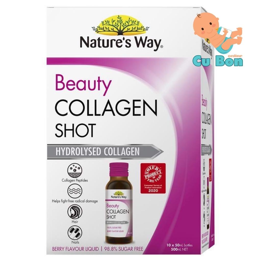 Collagen Dạng Nước Beauty Collagen Shot Nature’s Way (10 ống*50ml) giúp đẹp da săn chắc và chống chảy xệ