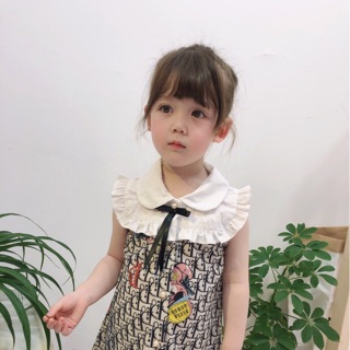 Váy DIOR cổ bèo trắng