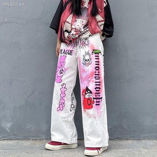 quần ống rộng In Họa Tiết Hoạt Hình Graffiti Phong Cách Hip Hop Hàn Quốc Thời Trang Mùa Hè 2020 Cho Nữ
