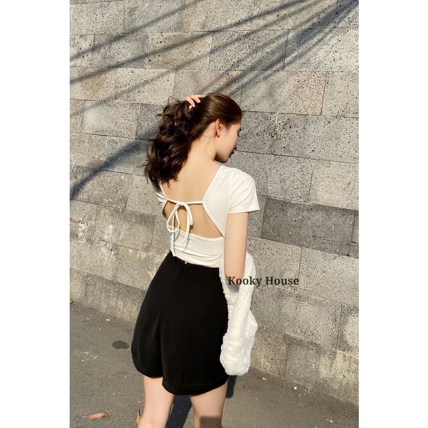 KOOKY HOUSE - ÁO NOLY TOP - Áo croptop thun khoét lưng vải thun gân cao cấp