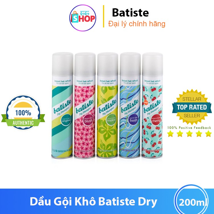 Dầu Gội Khô Batiste Dry Shampoo 200ml Hết Ngứa, Hết Bết Dính Tóc