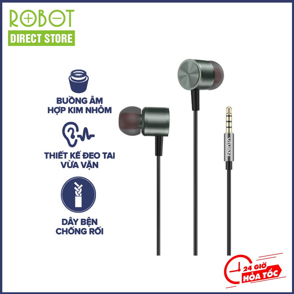 Tai nghe nhét tai chính hãng Vivan Q11S Robot Direct Store âm thanh HD cổng kết nối 3.5mm tích hợp Micro đàm thoại