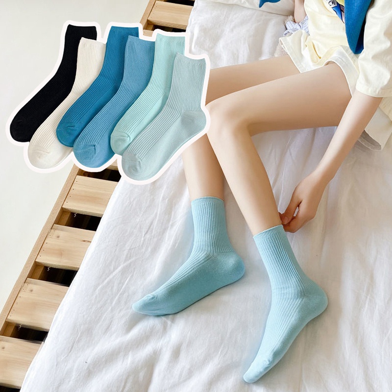 Vớ Nữ Màu Trơn Đơn Giản Thời Trang Nhật Bản