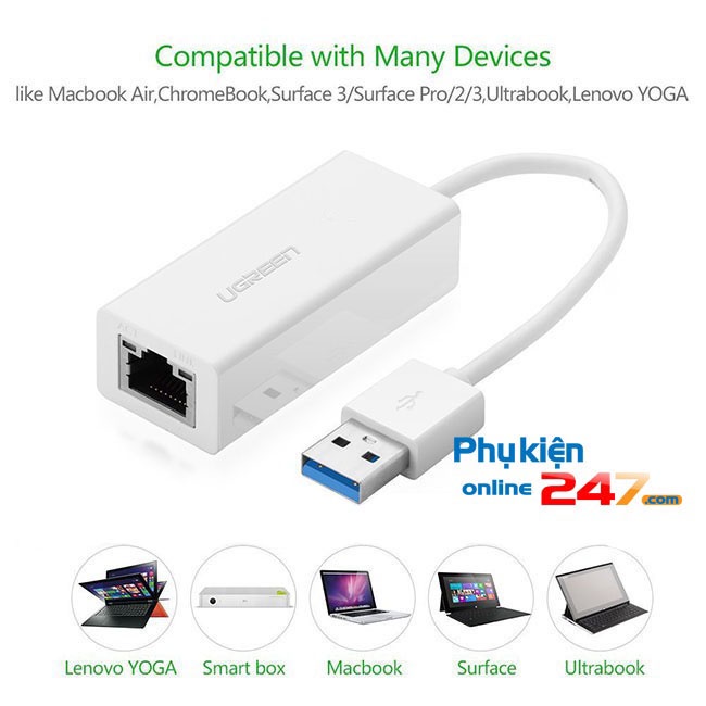Cáp kết nối dây mạng LAN cho MacAir qua cổng USB