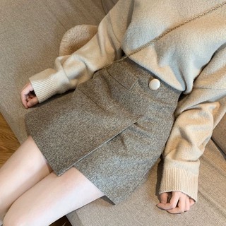 Chân váy dạ vạt lệch 1 cúc