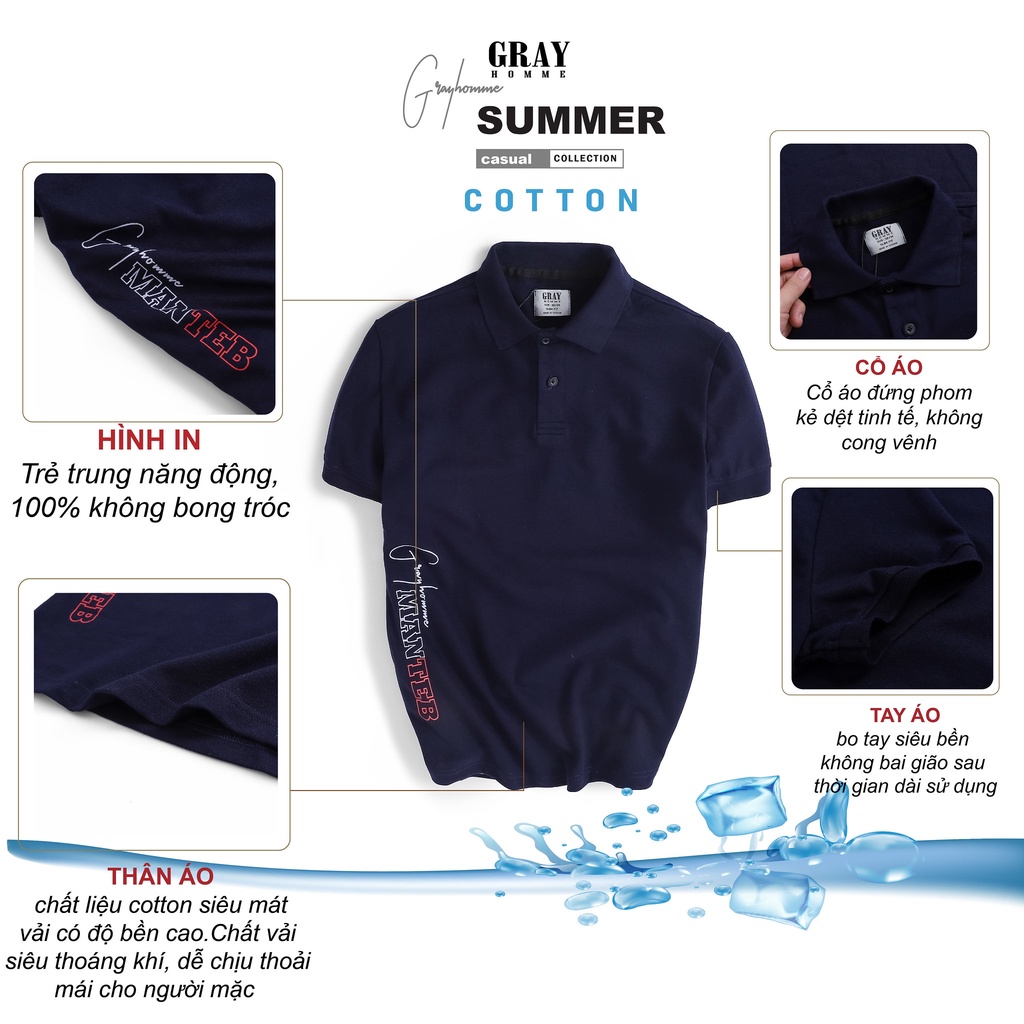 Áo Phông Polo Nam Có Cổ In Chữ Vạt Sườn Áo Tay Ngắn Vải Cotton Cao Cấp TPG2016