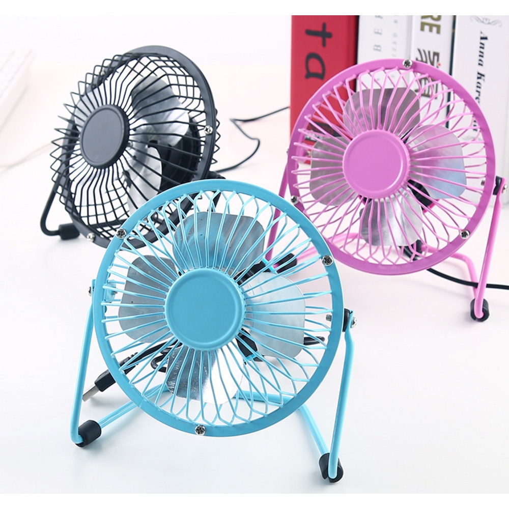 QUẠT CẮM CỔNG USB MINI ĐỂ BÀN LỒNG SẮT 14CM - QUẠT MINI SIÊU MÁT 4 CÁNH - QUẠT CẮM USB SẠC DỰ PHÒNG, LAPTOP