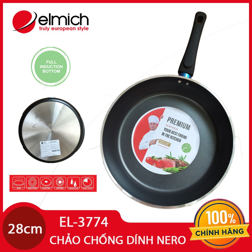 Chảo nhôm chống dính cao cấp đáy từ Full Induction Elmich Nero Premium