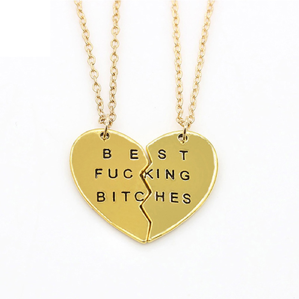 Set 2 vòng cổ Tình Bạn Mặt Trái Tim Khắc Chữ Bff