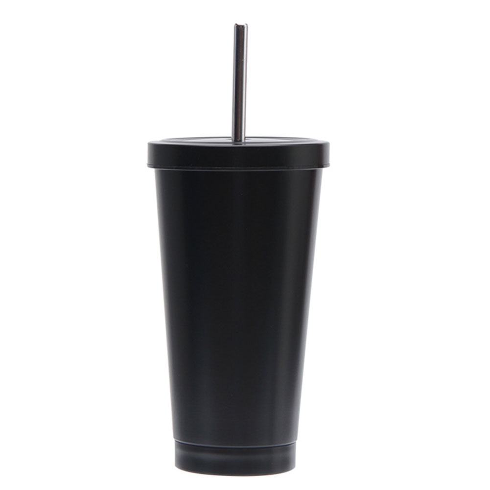 Tumbler with Straw Travel Mugs Straw Cup Stainless Steel Water Cup with Leakproof Lid Straws for Ice Cold Warm Drinking 500ml 
