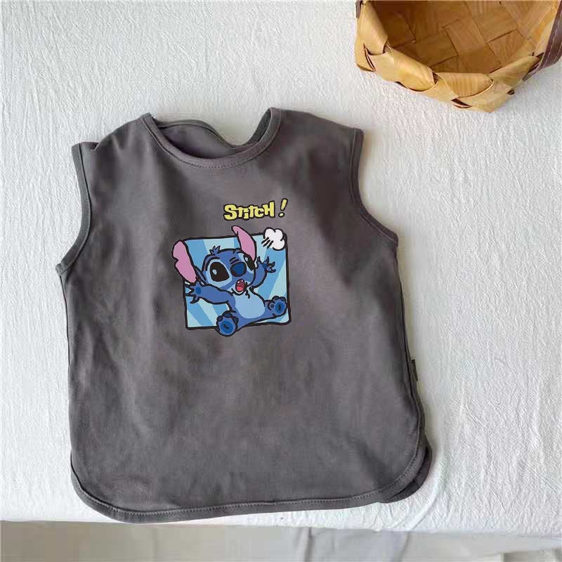Áo Thun Cotton Mỏng Sát Nách In Hoạt Hình Thời Trang Mùa Hè Cho Bé