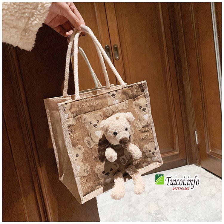 Túi cói mini gấu bông hàng đẹp | BigBuy360 - bigbuy360.vn