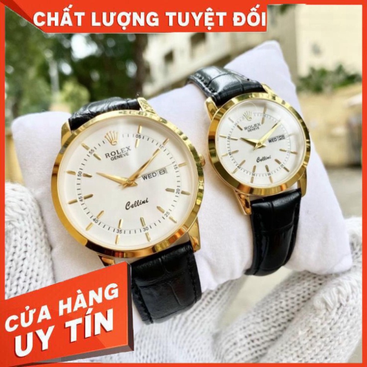 Đồng Hồ Đôi RoLex Sapphire R028 Case 38mm Mặt trơn 2 lịch Máy Pin Nhật