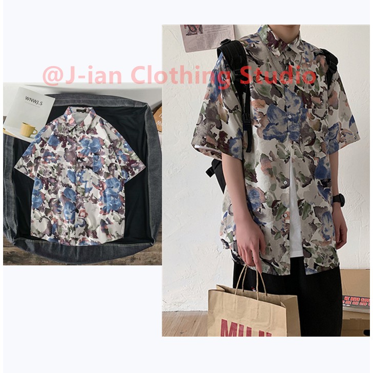 Áo sơ mi tay ngắn in họa tiết thời trang cá tính