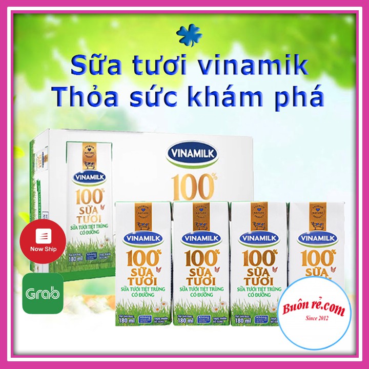 Sữa tươi Vinamik 100% nguyên chất - 1 vỉ 4 hộp 180ml - thơm ngon thuần khiết - 01218 - Buonrecom