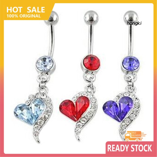 (Hàng Mới Về) Khuyên Rốn Hình Trái Tim Đính Đá Lấp Lánh
