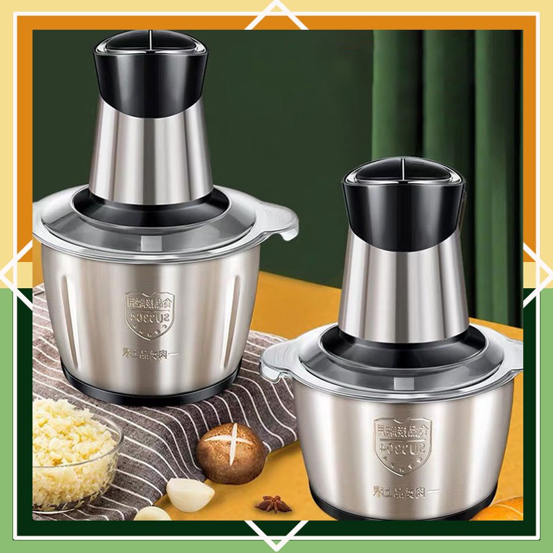 ✨BH 6 THÁNG✨Máy Xay Thịt Cối Inox và Thủy tinh - Công suất 300W, 4 lưỡi dao inox, xay thịt, rau củ quả đa năng