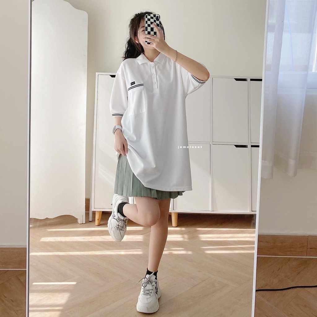 Áo Polo Nữ Tay Ngắn Áo Phông Nữ Có Cổ Form Rộng Trơn Basic Túi Ngực Màu Đen Màu Trắng MIRA 10109 Gous Official