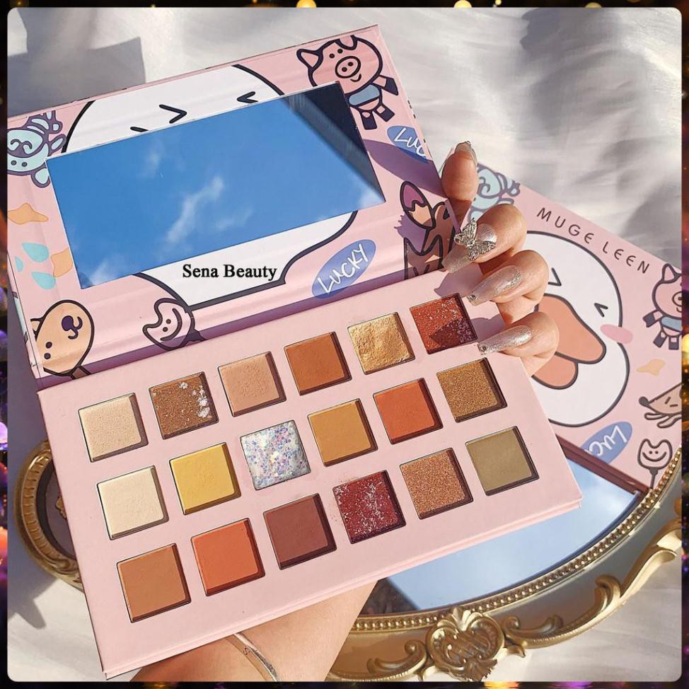 Bảng Phấn Mắt Nhũ Lì 18 Ô Mugeleen Con Vịt