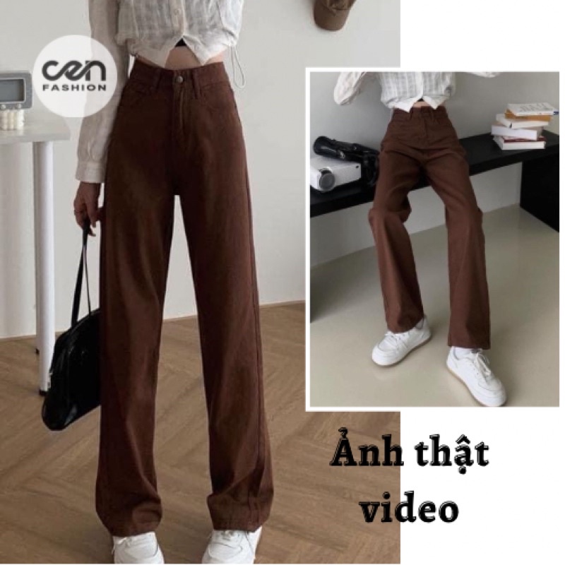 Quần jeans ống rộng nâu hot CEN FASHION