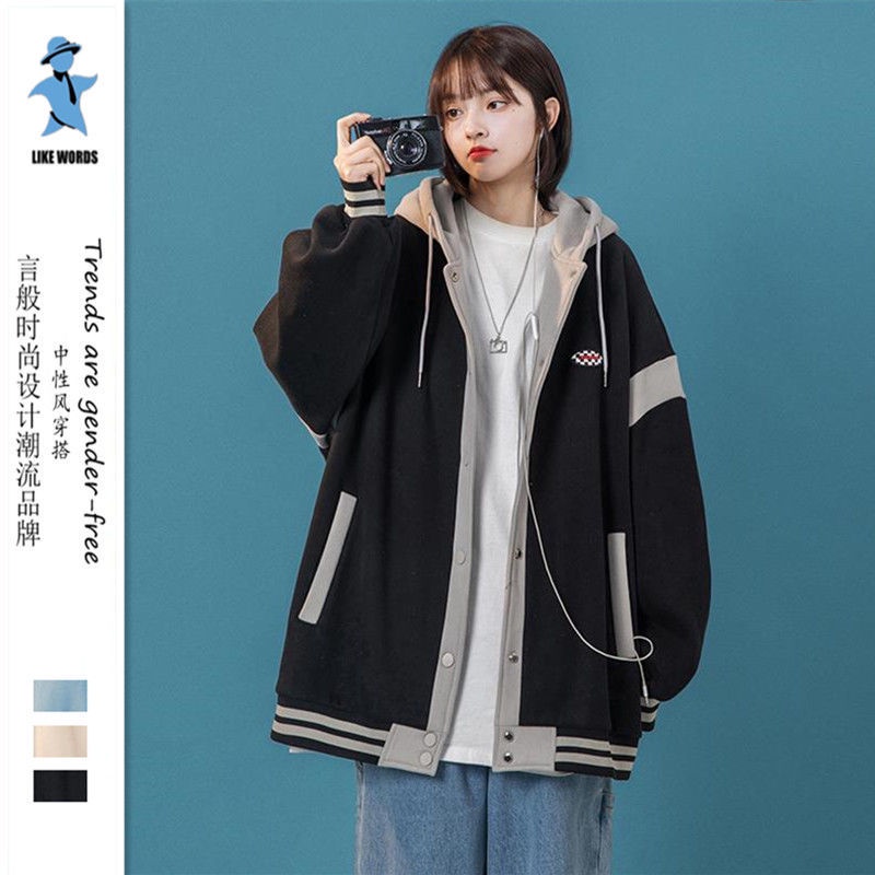 Áo Khoác Bóng Chày Dáng Rộng Phong Cách Retro Hồng Kông Thời Trang Xuân Thu Mới Cho Nữ