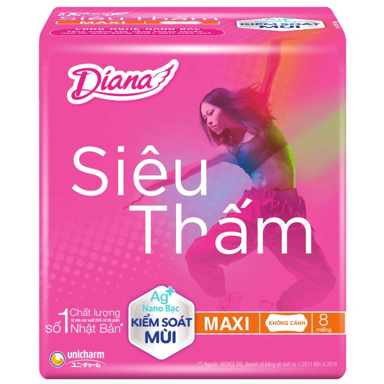 Băng vệ sinh Diana có cánh siêu thấm 8 Miếng 23cm