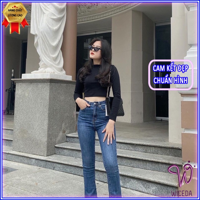 Áo croptop tay dài dáng ôm ,áo thun gân 100% cotton chất mịn mát 2 màu đen trắng Wiceda CR 261. | BigBuy360 - bigbuy360.vn