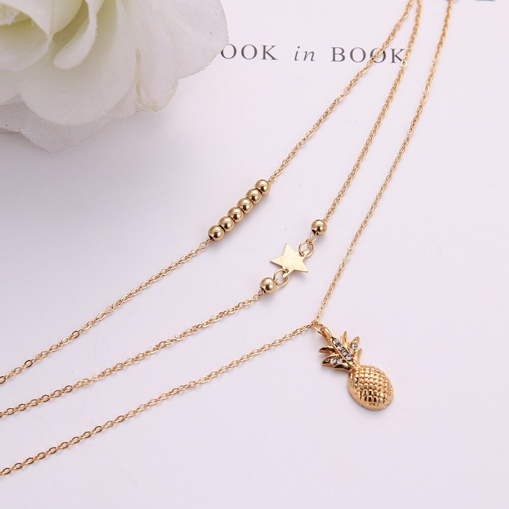 [Mã FAMAYFA giảm 10K đơn 50K] Lắc chân nhiều lớp màu vàng phối mặt hình ngôi sao năm cánh và quả dứa thời trang | BigBuy360 - bigbuy360.vn